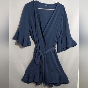 🆑️Navy Blue Ruffle Sleeve Bathrobes One Size SML.